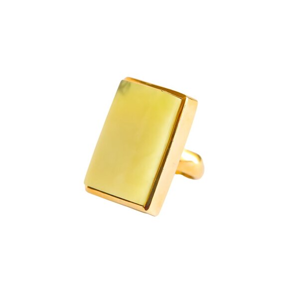 Rare Baltic Butterscotch Lime Cocktail Ring in 14k Gold Plated s925 - Picture 4 of 7